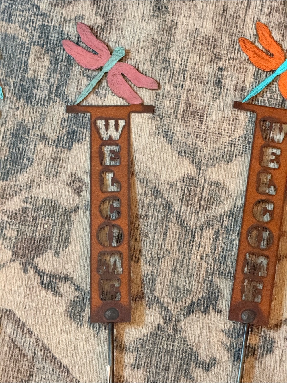Metal Welcome Garden Stake with Dragonfly - price firm - less than wholesale